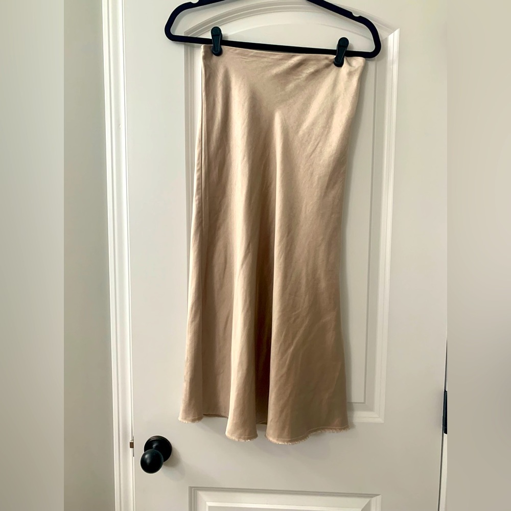 Anthropologie Champagne Satin Slip skirt